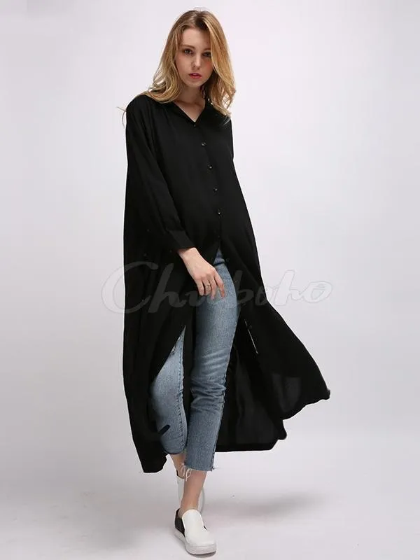 Latest Long Sleeves Solid 2 Colors Blouses&shirts Tops