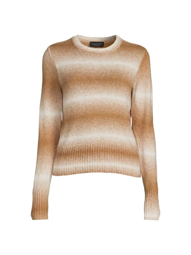 Laundry By Shelli Segal Ombre Striped Sweater in Camel Marshmallow