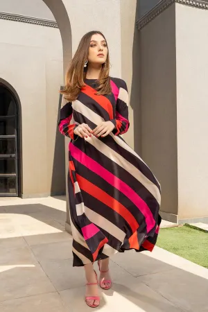 Laurel Black Vibrant Stripe Dress