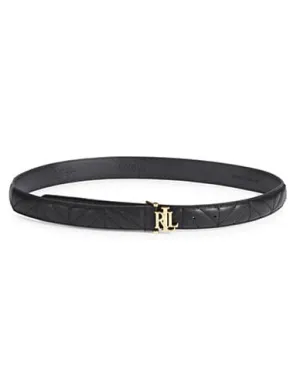 Lauren Ralph Lauren Quilted Leather Belt-BLACK-X-Large