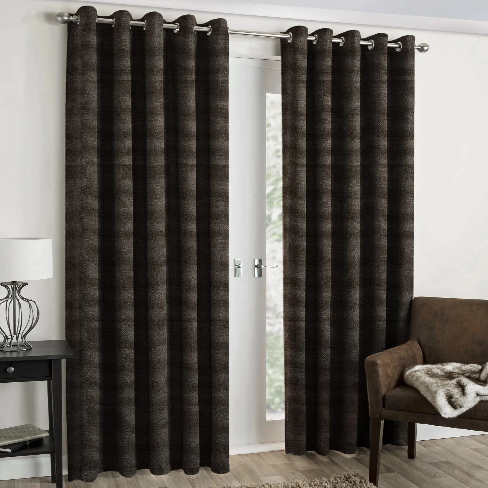 Lauren Taylor - Textured Microsuede Grommet Panel 52"x84" - Brown