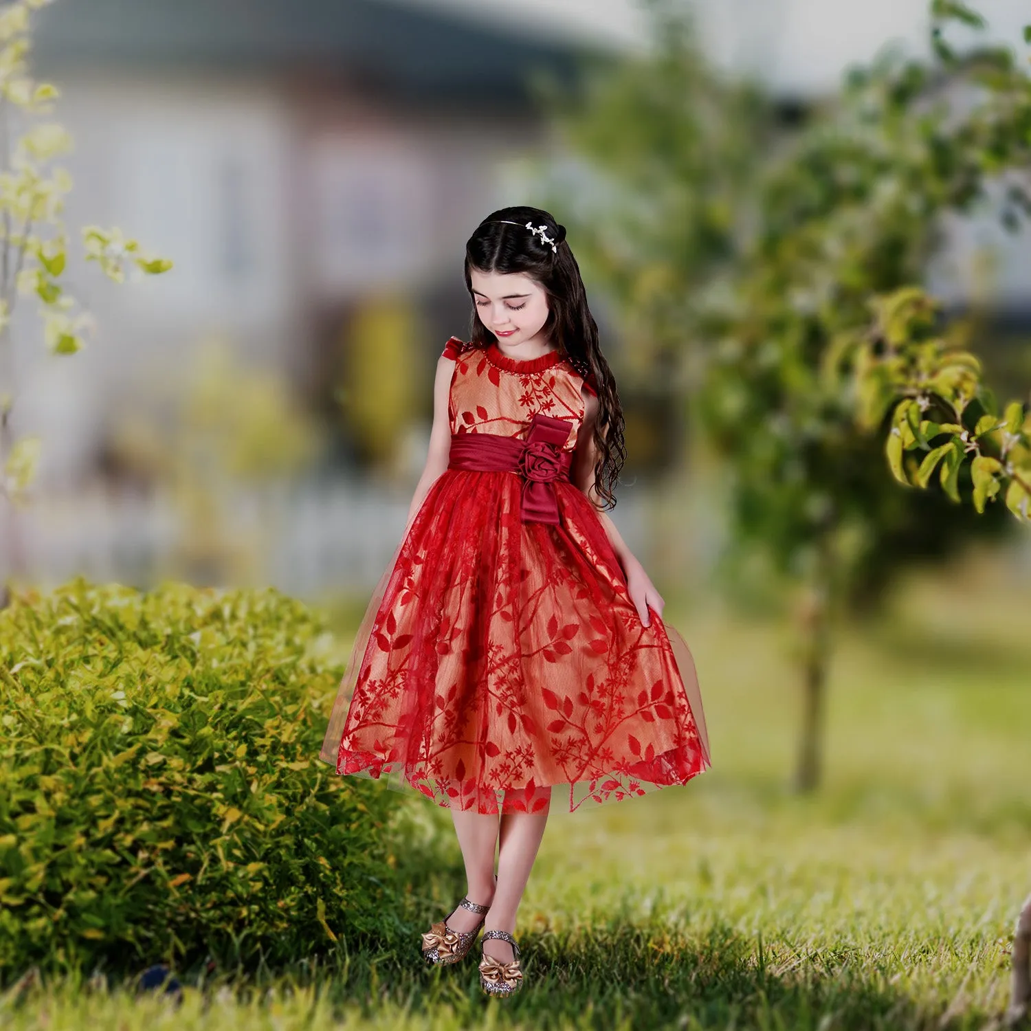 Laurie Lace Dress - Scarlet Red