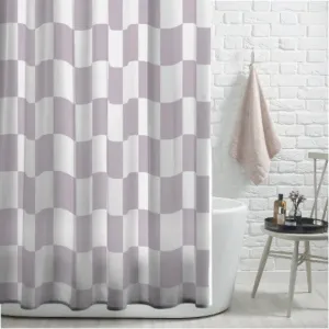 Lavender Check Print Shower Curtain