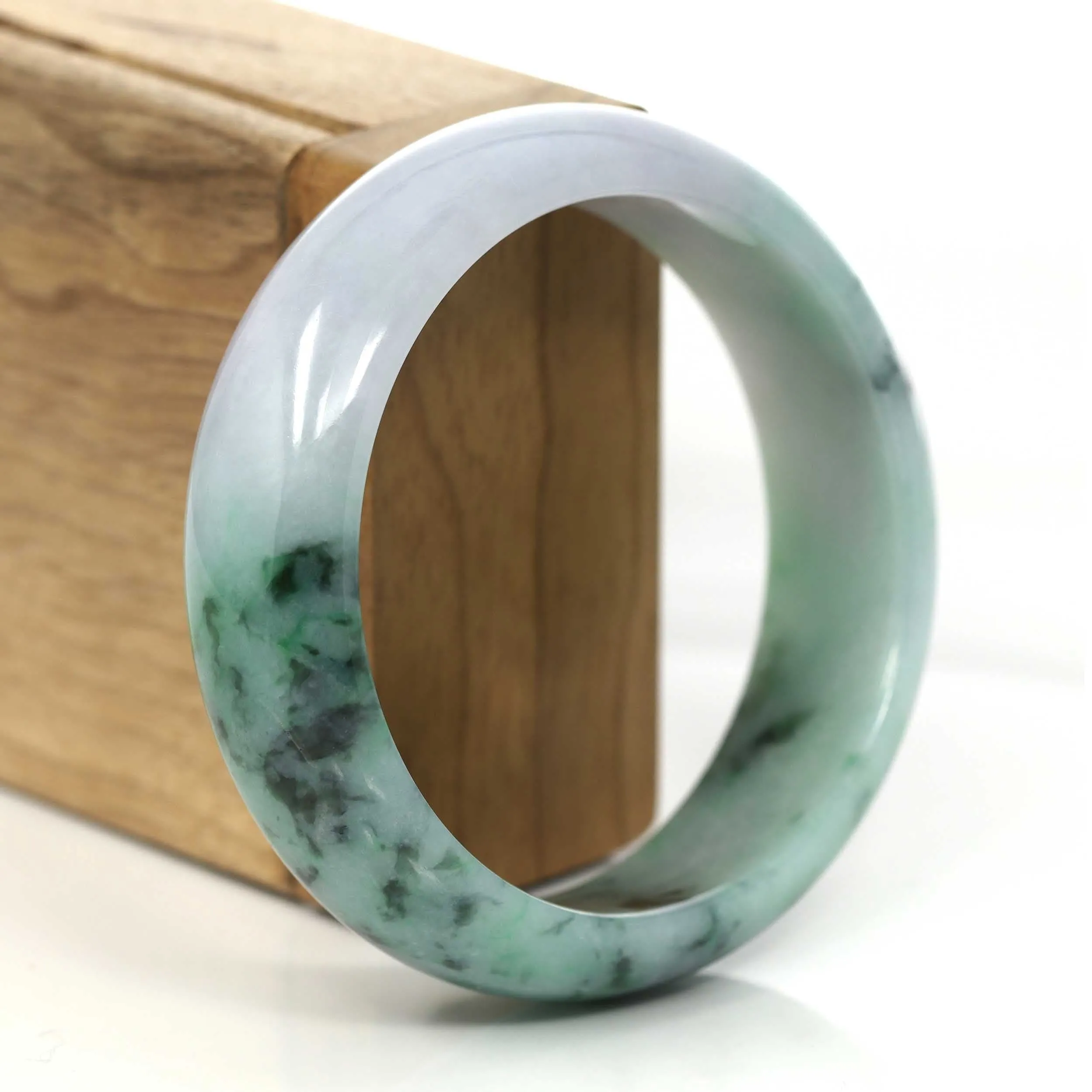 Lavender- Forest Green Natural Jadeite Jade Bangle (58.50 mm) #664