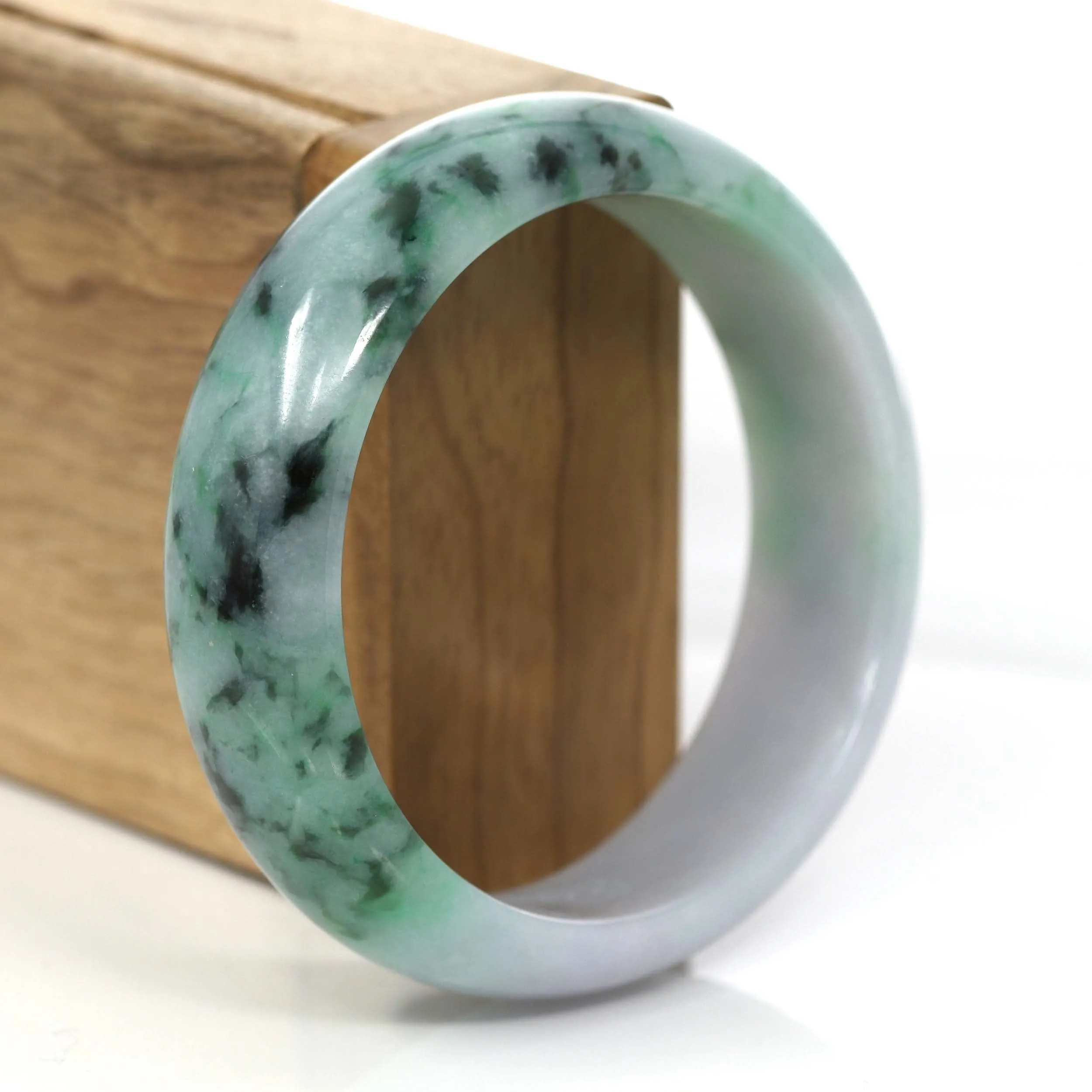 Lavender- Forest Green Natural Jadeite Jade Bangle (58.50 mm) #664