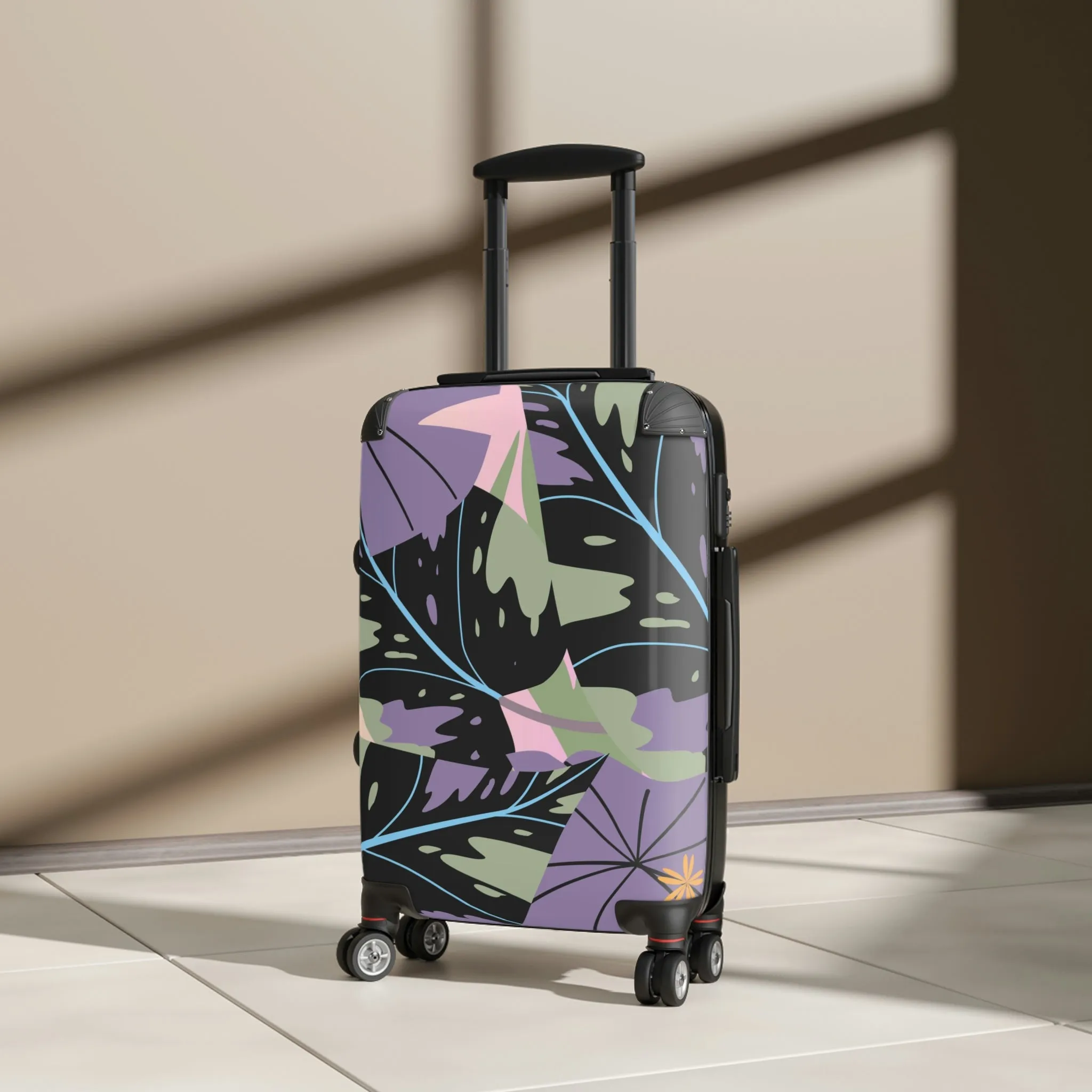 Lavender Jungle Collection Suitcase, Custom Designed Tropical Art Suitcase