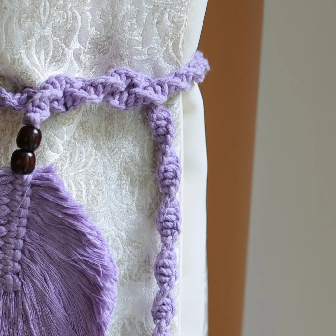 Lavender Macrame Leaf Curtain Ties