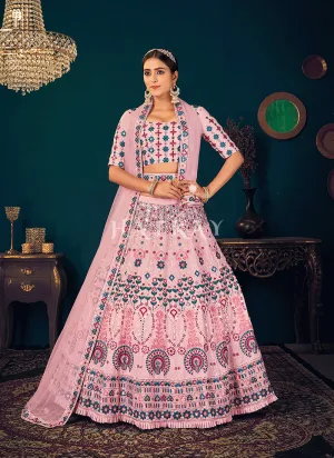 Lavender Mirrorwork Embroidered Wedding Lehenga Choli