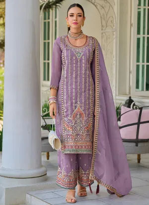 Lavender Multi Embroidery Traditional Salwar Kameez Suit