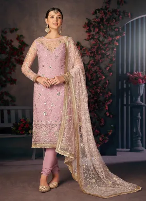 Lavender Sequence Embroidered Churidar Suit