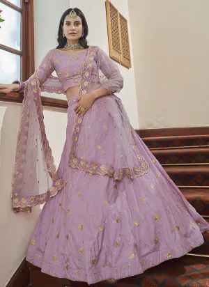 Lavender Sequence Embroidery Festive Lehenga Choli