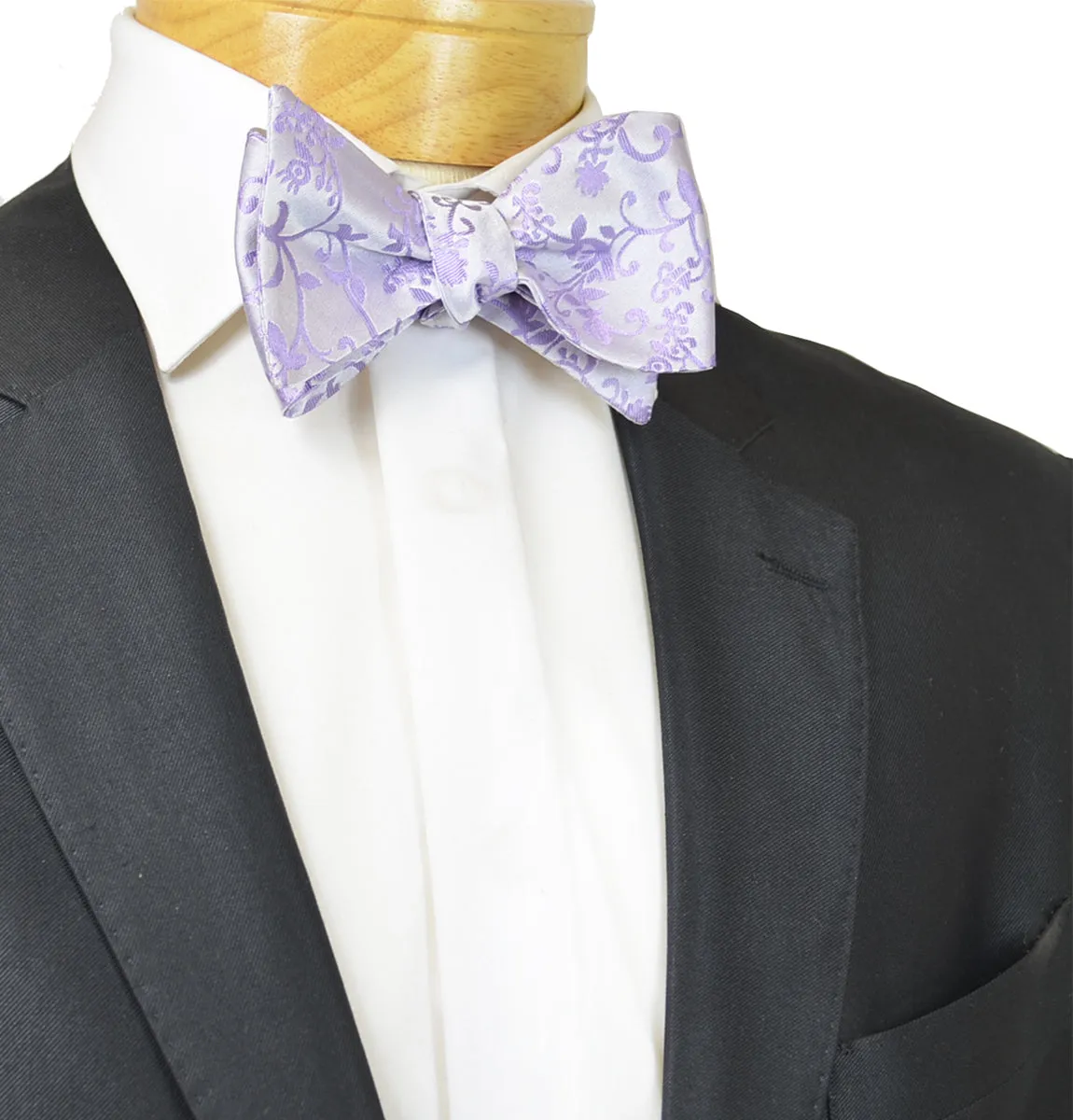 Lavender Vines Silk Bow Tie