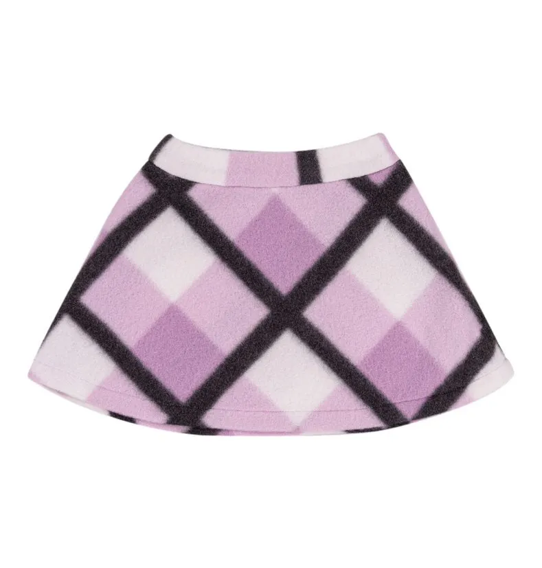 Lavender/Charcoal/White Checkered Fleece Skirt