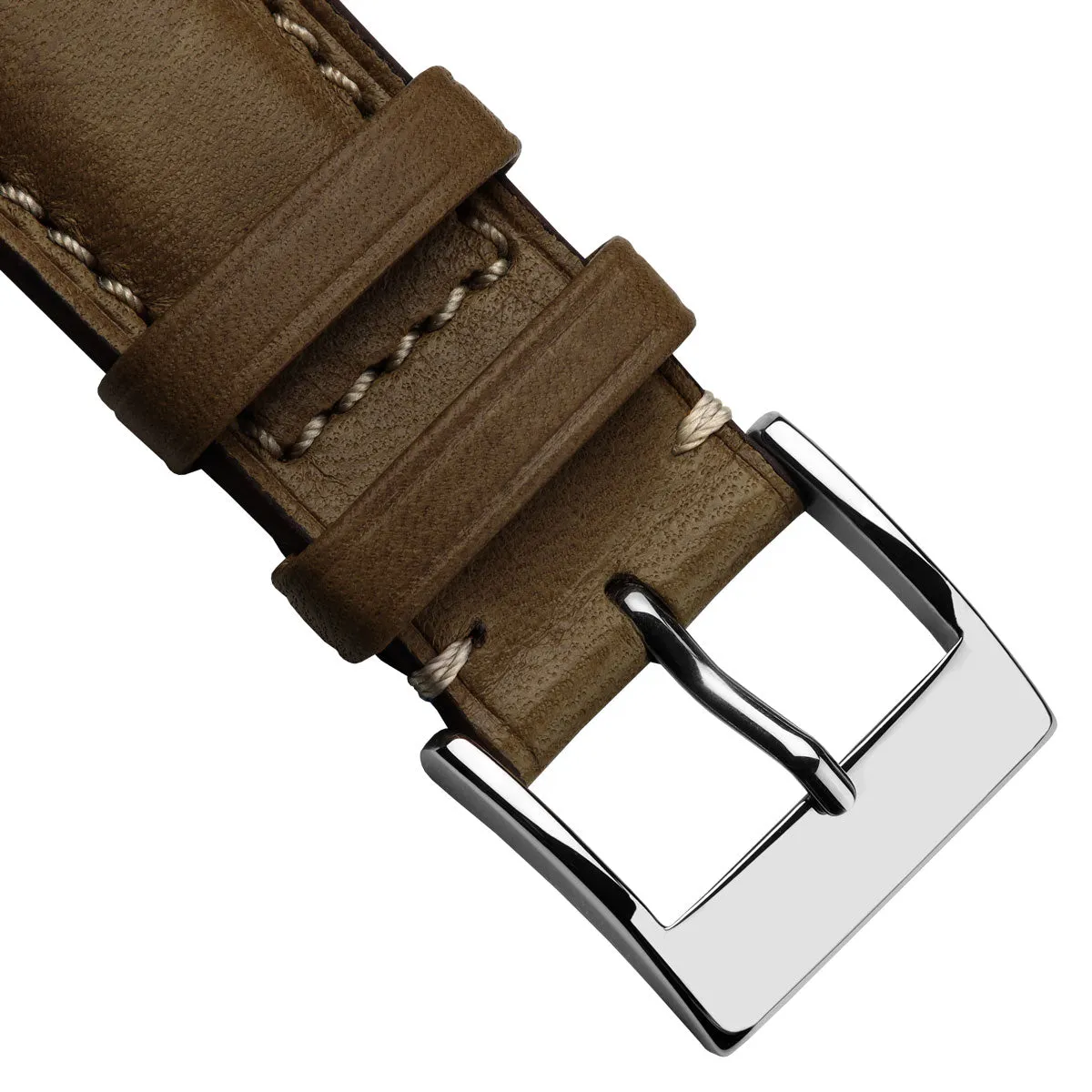 Laverton Padded Cavallo Leather Watch Strap - Brown