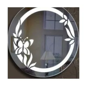 LAXMI Glass Shop Reflection Wall Mount Round | Touch Sensor LED Light Mirror Glass | Warm White, Natural White, 24" x 24"INCH Hanging or Against The Wall