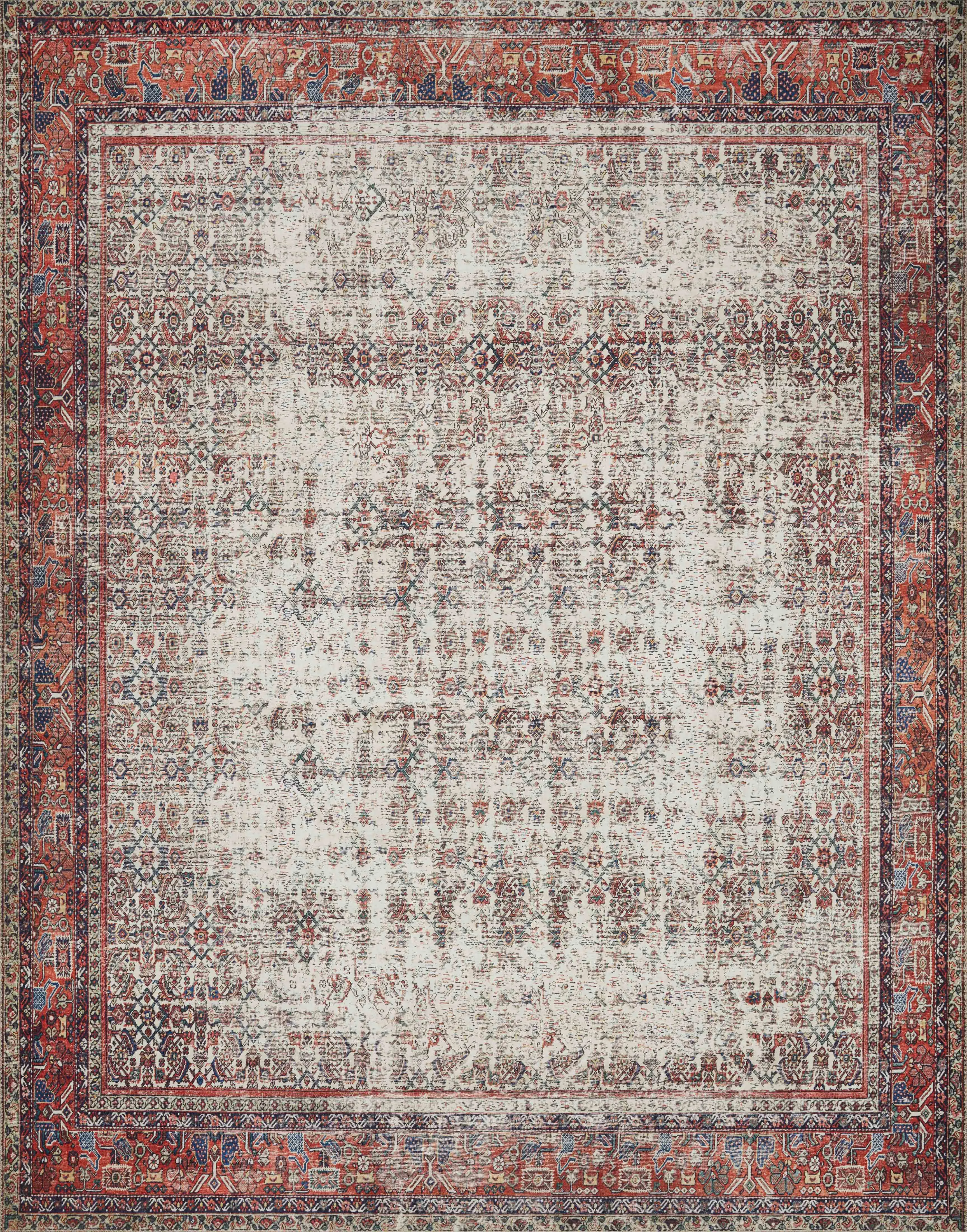 Layla Rug in Ivory & Brick