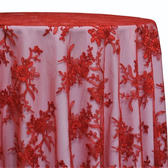 Laylani Lace Table Linen in Red