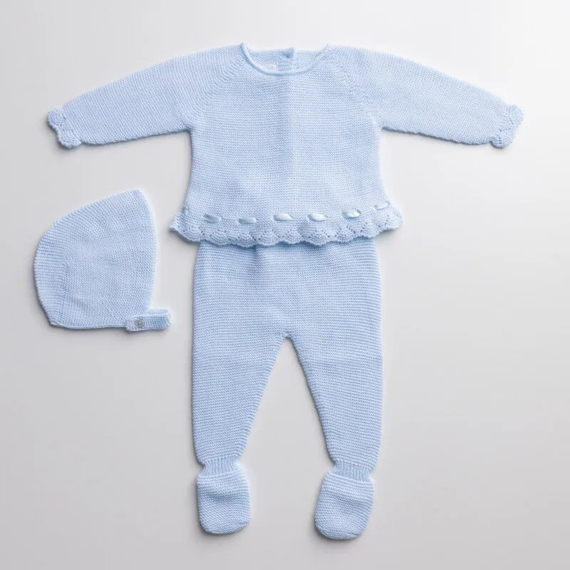 Lazo Three Piece Knitted Outfit for Newborns – 100% Organic Cotton (Available in 4 Colors)