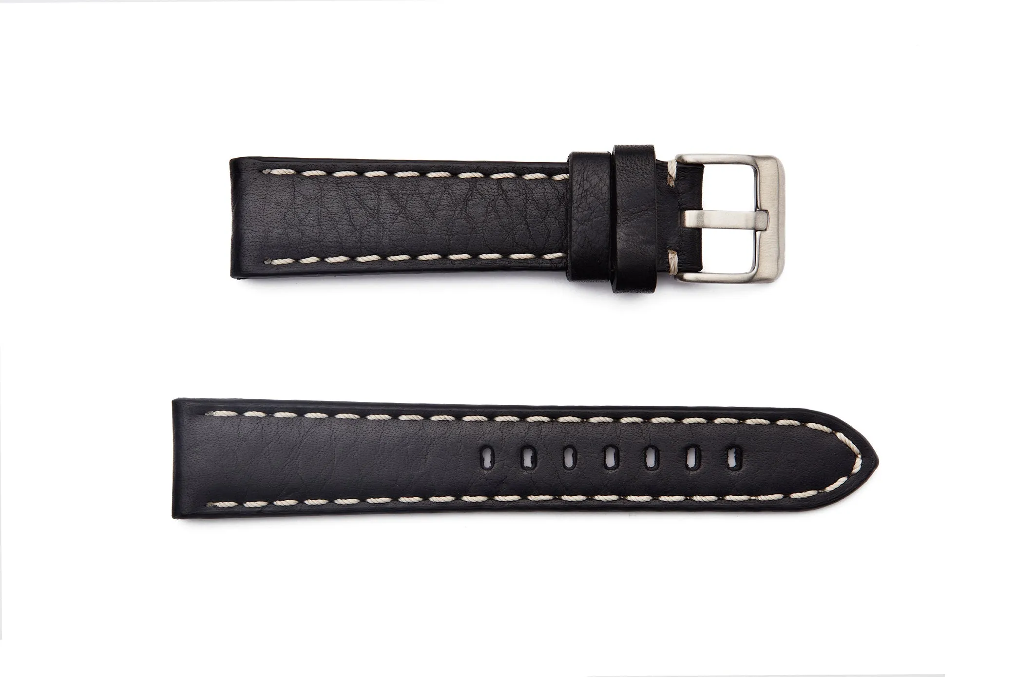 LBV-982C Rustic Leather Regular Watch Strap with Contrasting Stitching