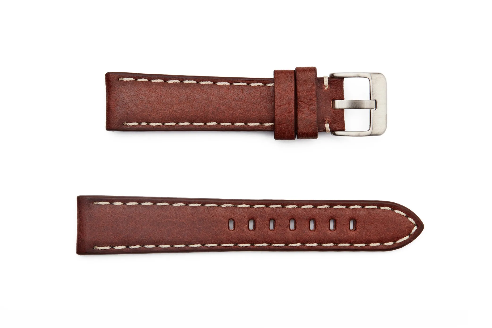 LBV-982C Rustic Leather Regular Watch Strap with Contrasting Stitching