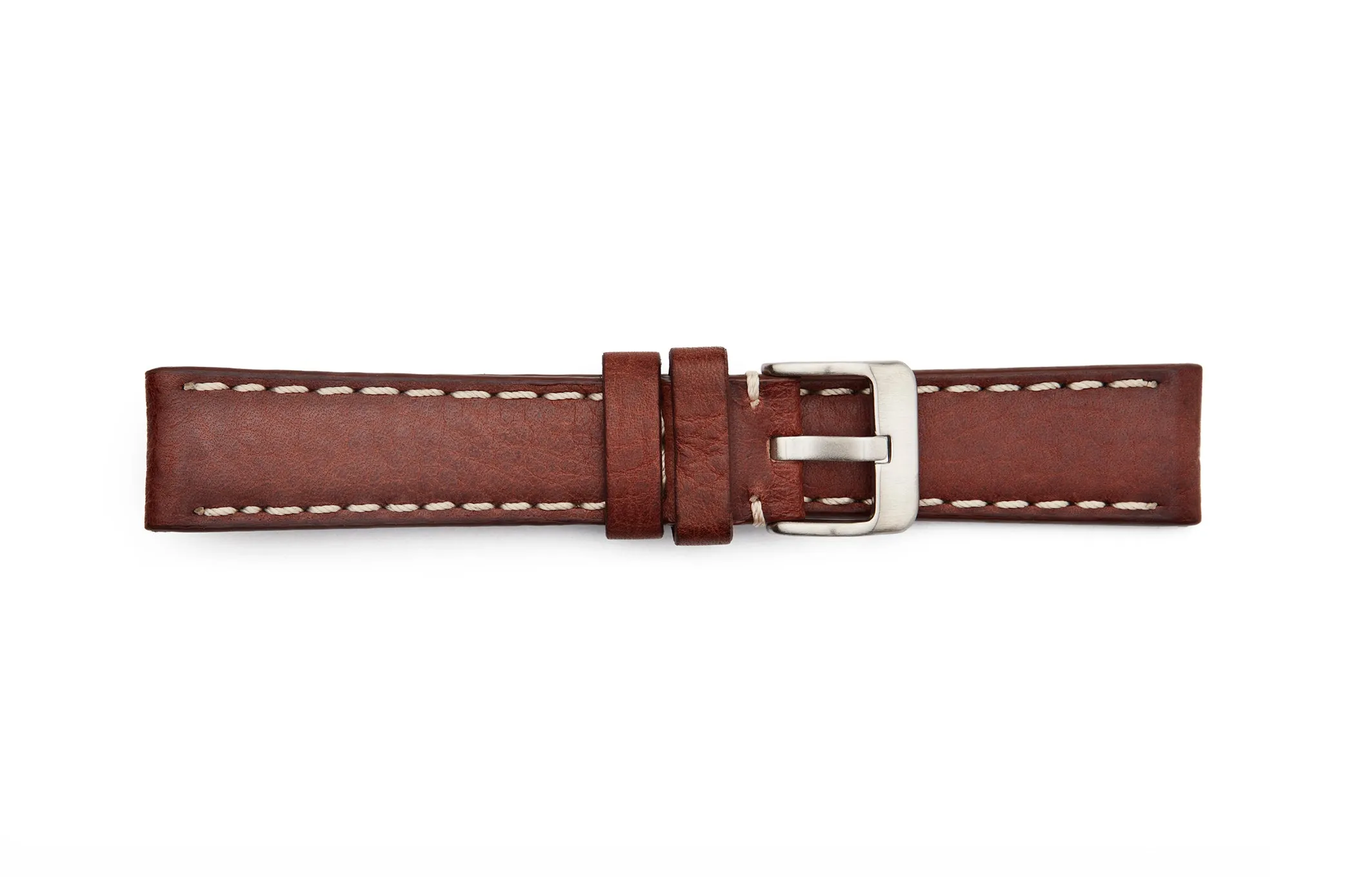 LBV-982C Rustic Leather Regular Watch Strap with Contrasting Stitching