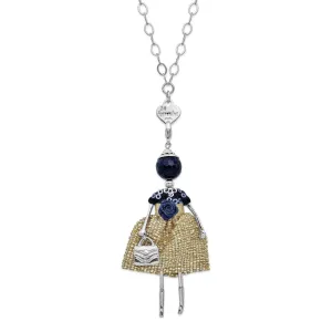 Le Amiche Blue Jade Golden Dress Doll Charm