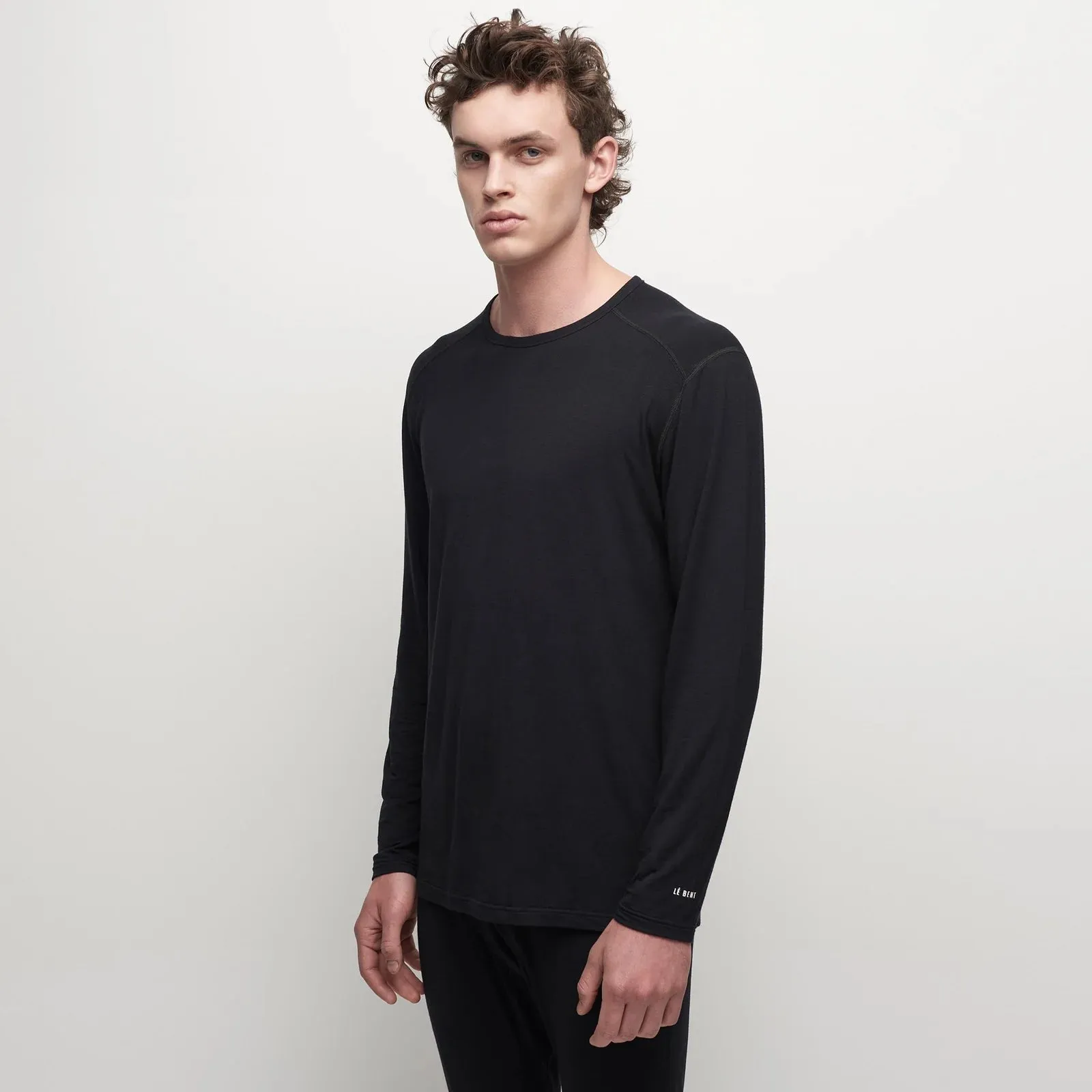 Le Bent Mens Core Lightweight Crew Base Layer Black