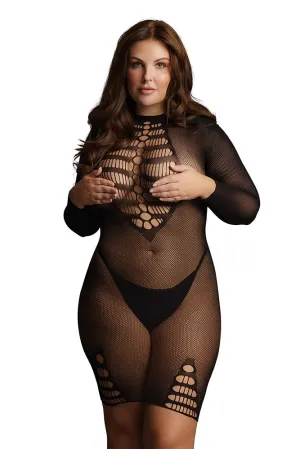 Le Désir Black Long Sleeve Fishnet Dress XL