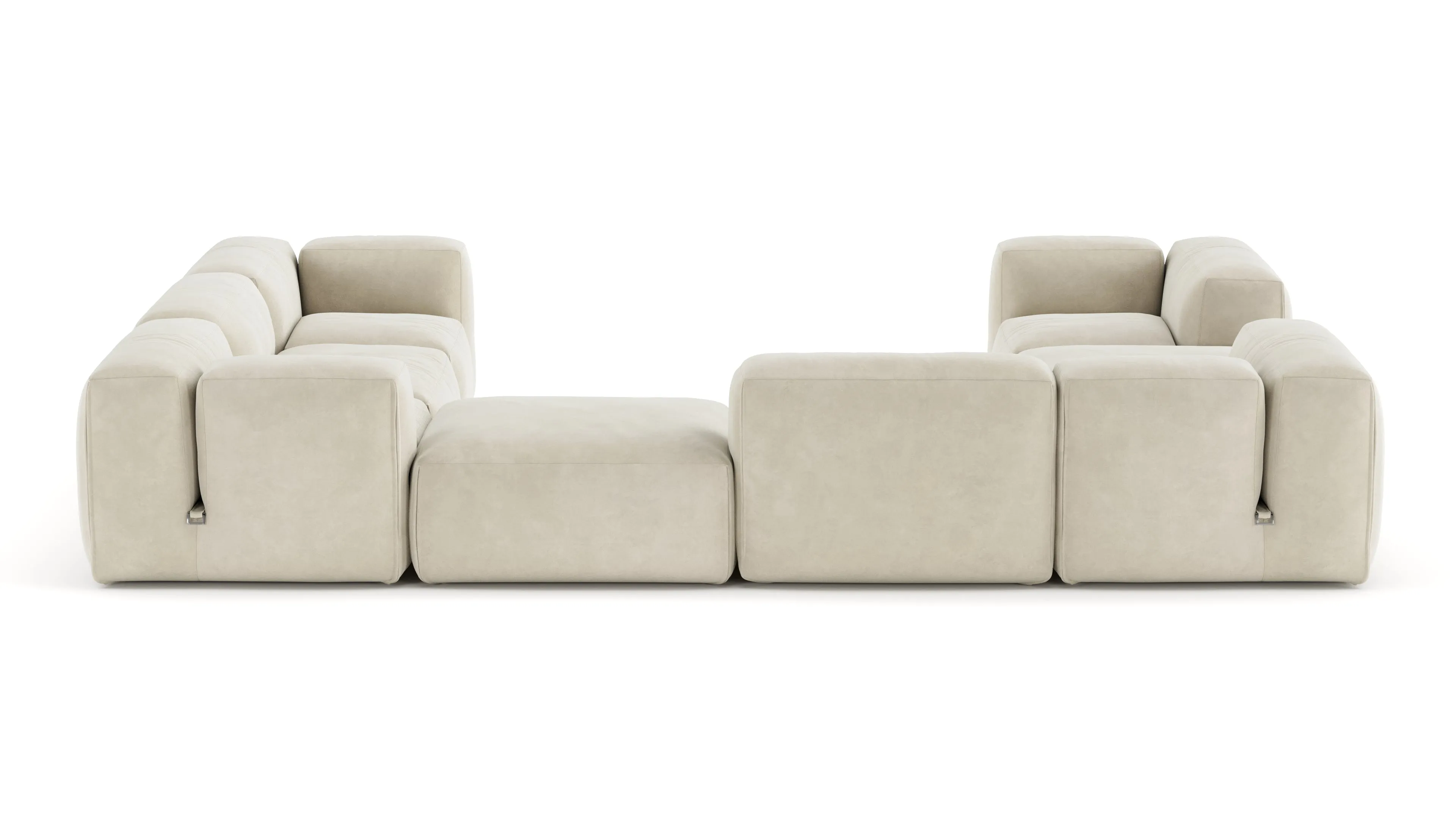 Le Mura - Le Mura Sectional Sofa, Eight Seater, Right, Eggshell Vegan Suede