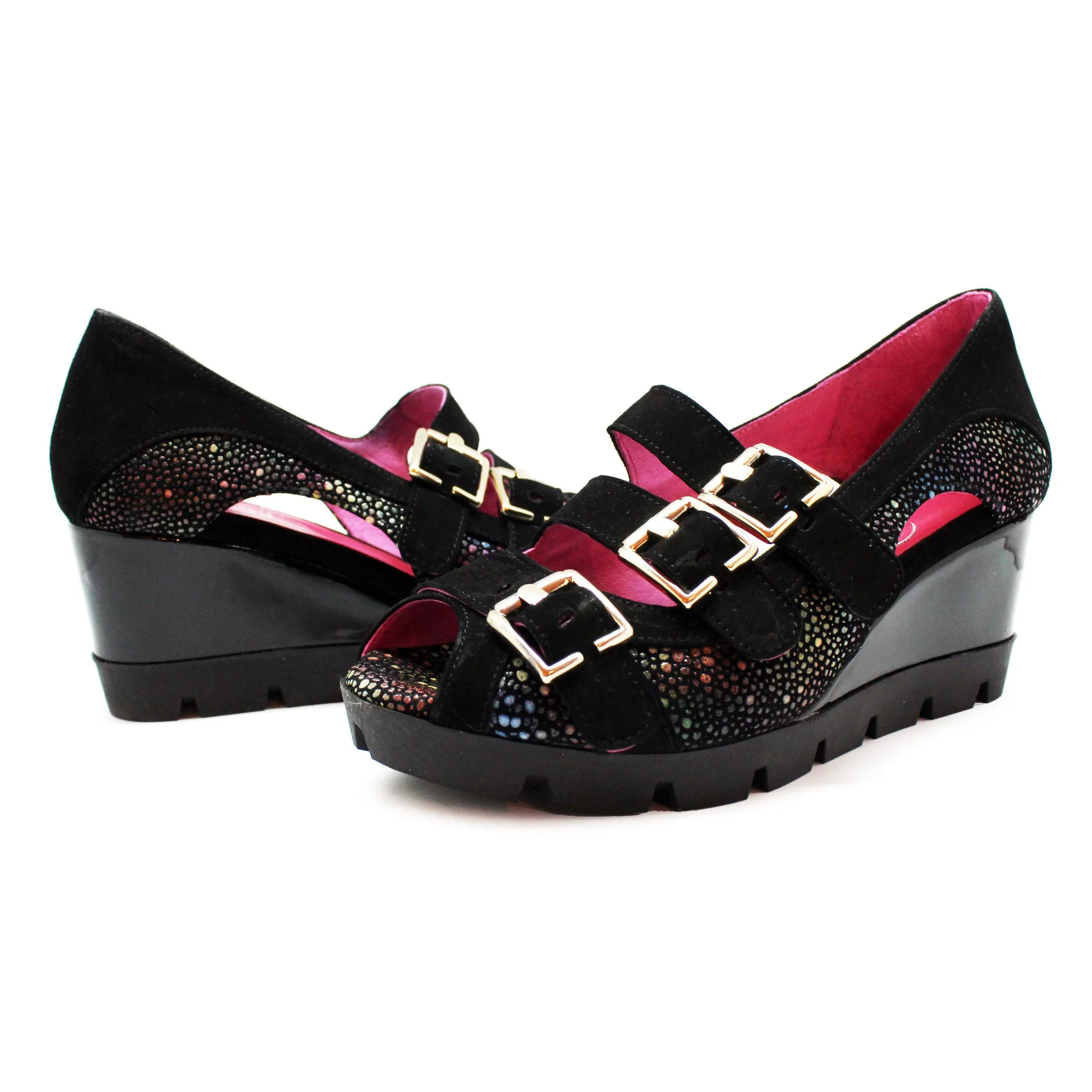 Le Trek - Black Multi wedge sandal