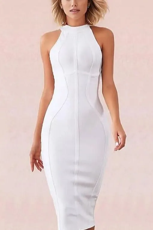 Lea Bandage Midi Dress - Pearl White