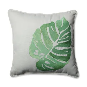 Leaf Embroidery Green 18-Inch Throw Pillow