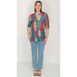 Leaf Patterned Button Top For Womens