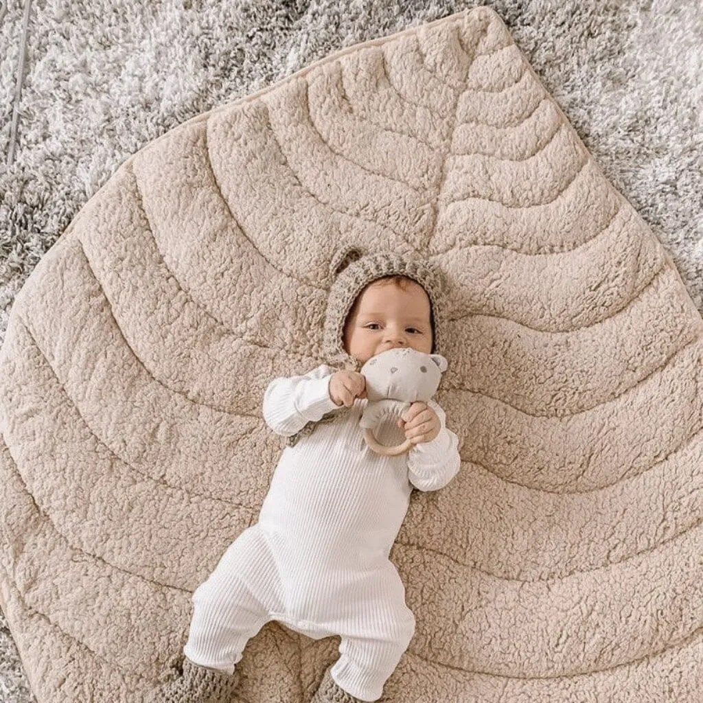 Leaf Shaped Sherpa & Cotton Baby Playmat - Ivory