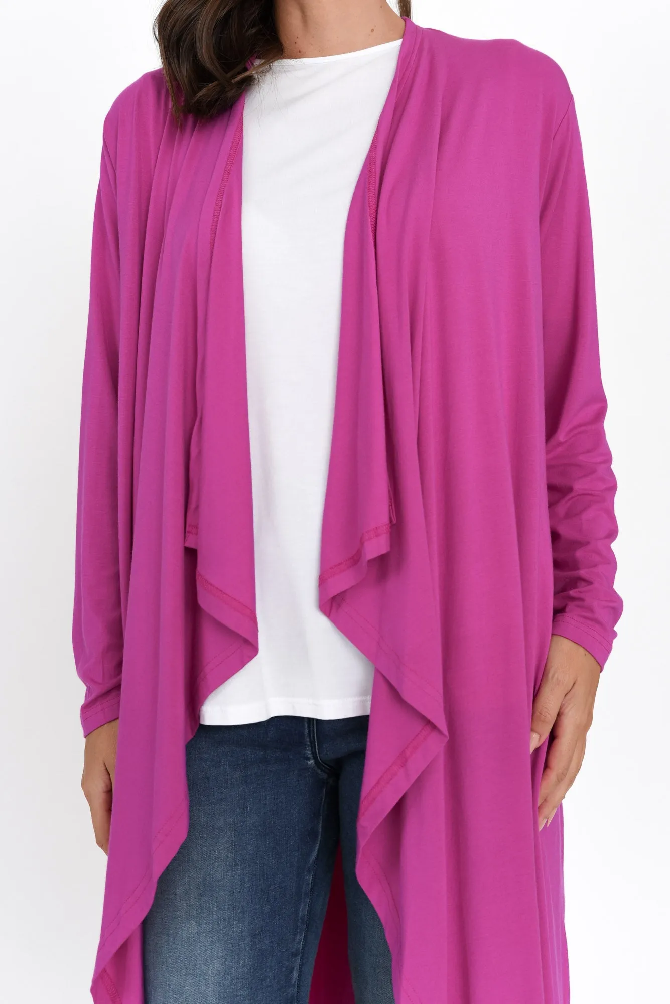 Leanna Magenta Bamboo Waterfall Cardigan