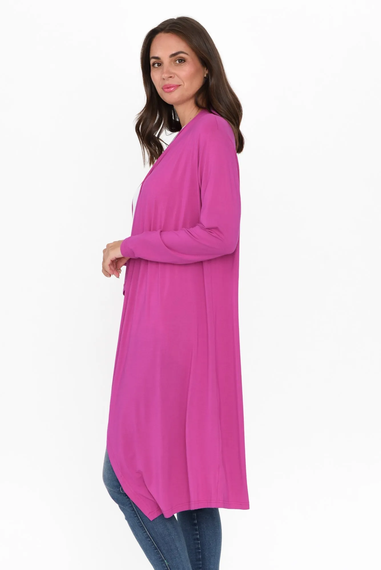 Leanna Magenta Bamboo Waterfall Cardigan