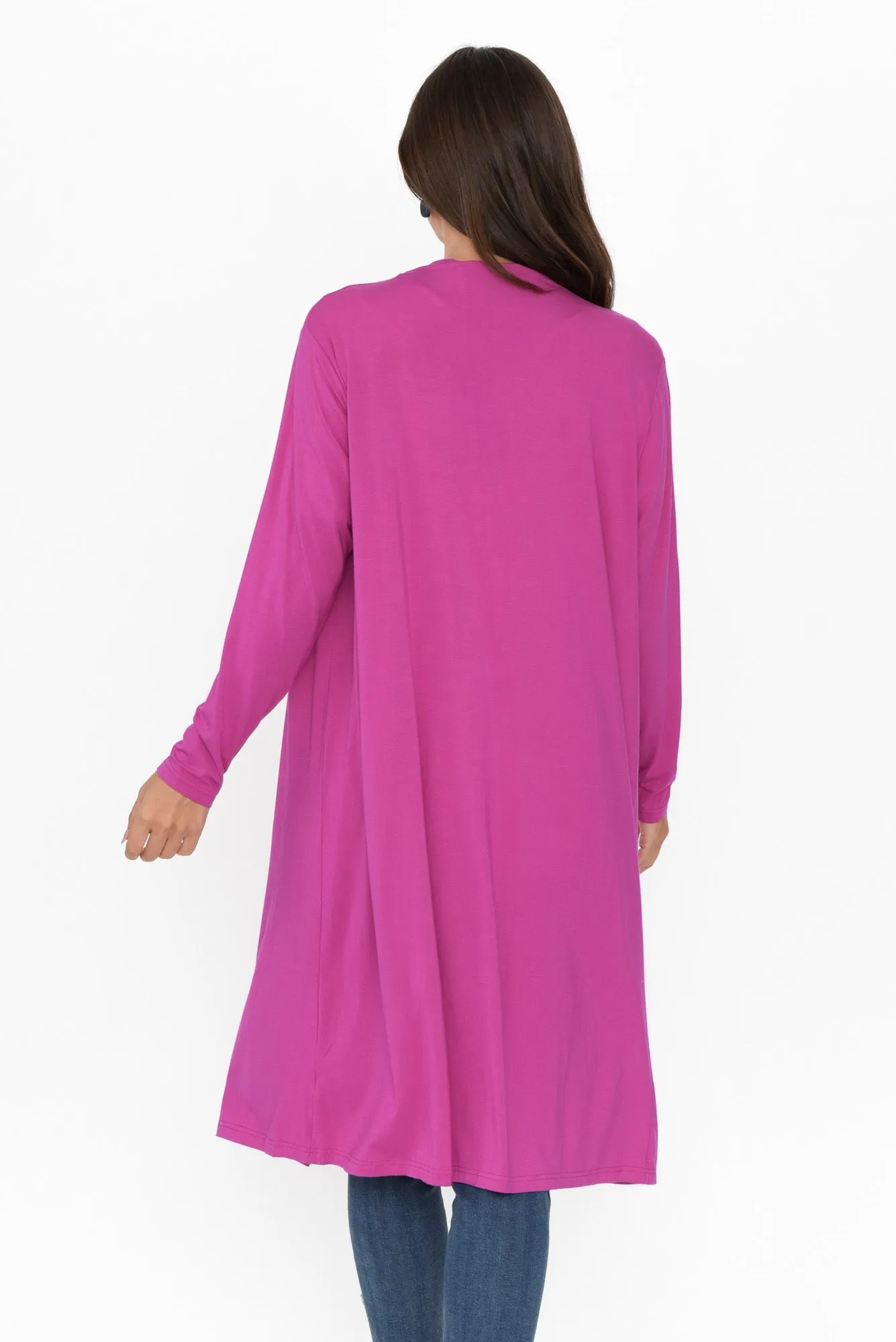 Leanna Magenta Bamboo Waterfall Cardigan