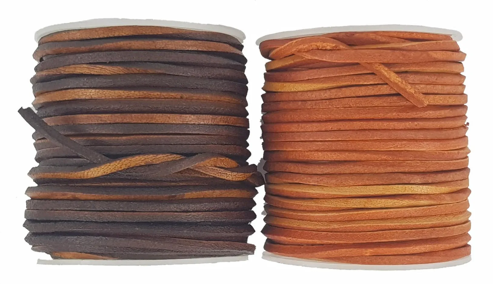 Leather 3 mm Square cord Tortilla Light Brown & Peanut Dark Brown