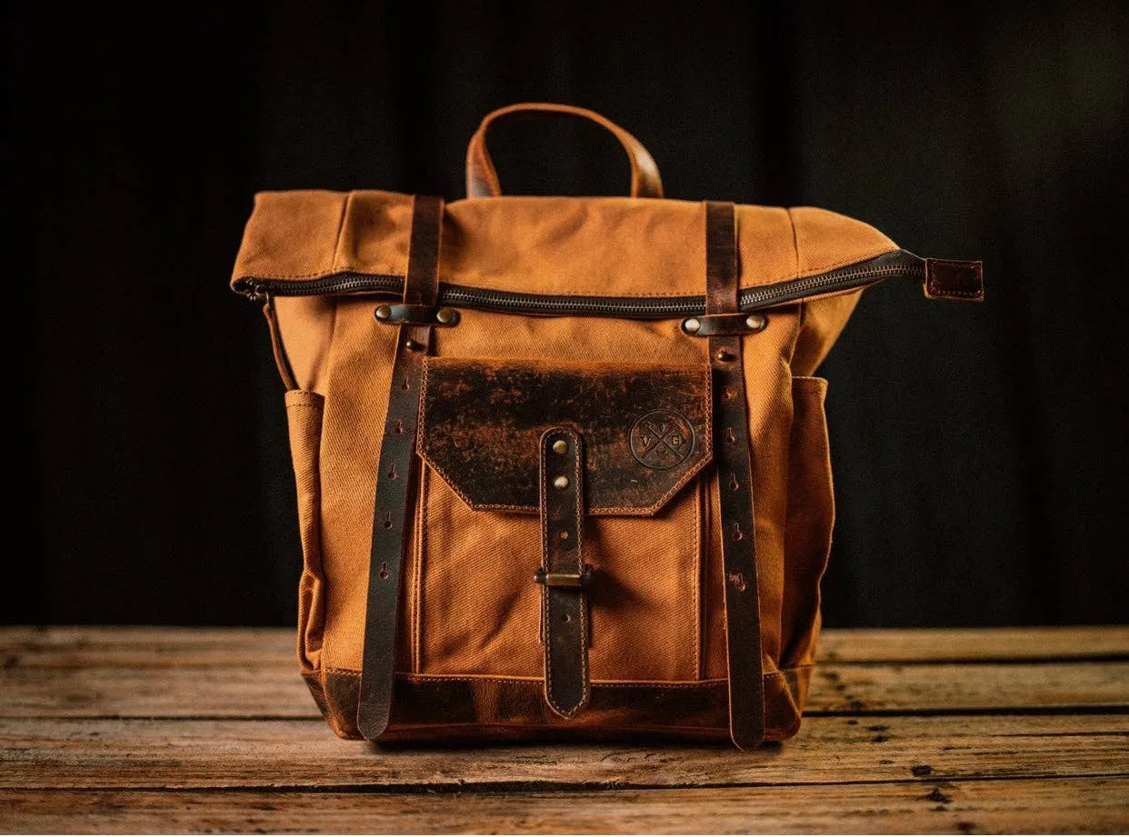 Leather & Canvas “Jackson” Backpack - Tan