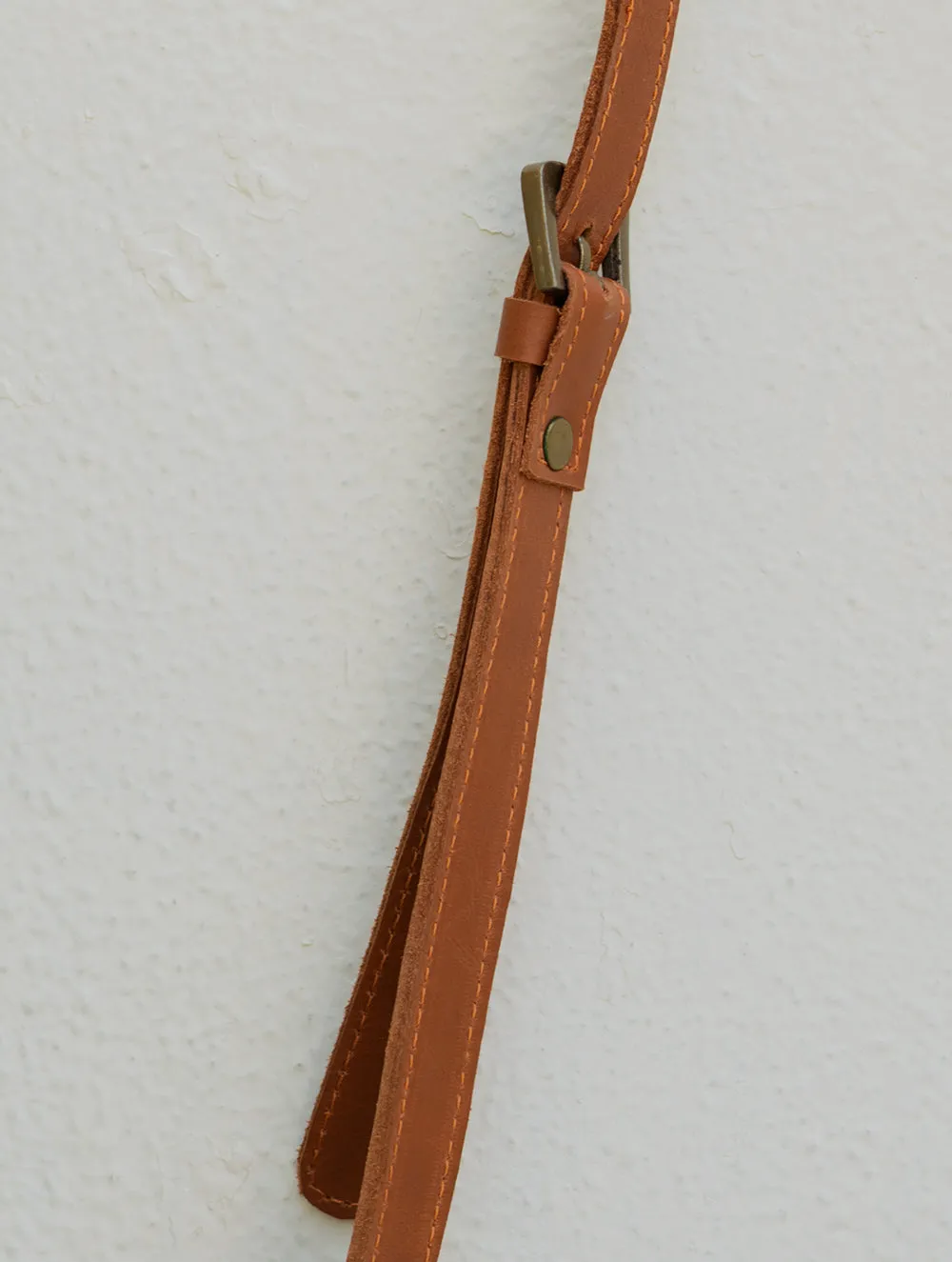 Leather & Fabric Sling Bag -  Camel & Beige