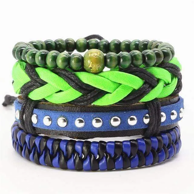 Leather and Beads Bracelet Set [8 Variations]