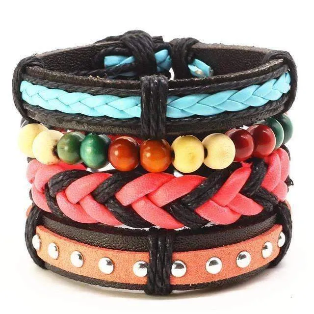 Leather and Beads Bracelet Set [8 Variations]