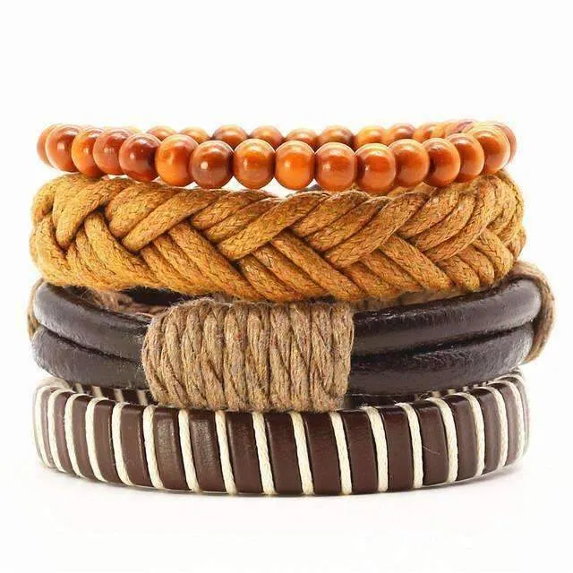 Leather and Beads Bracelet Set [8 Variations]