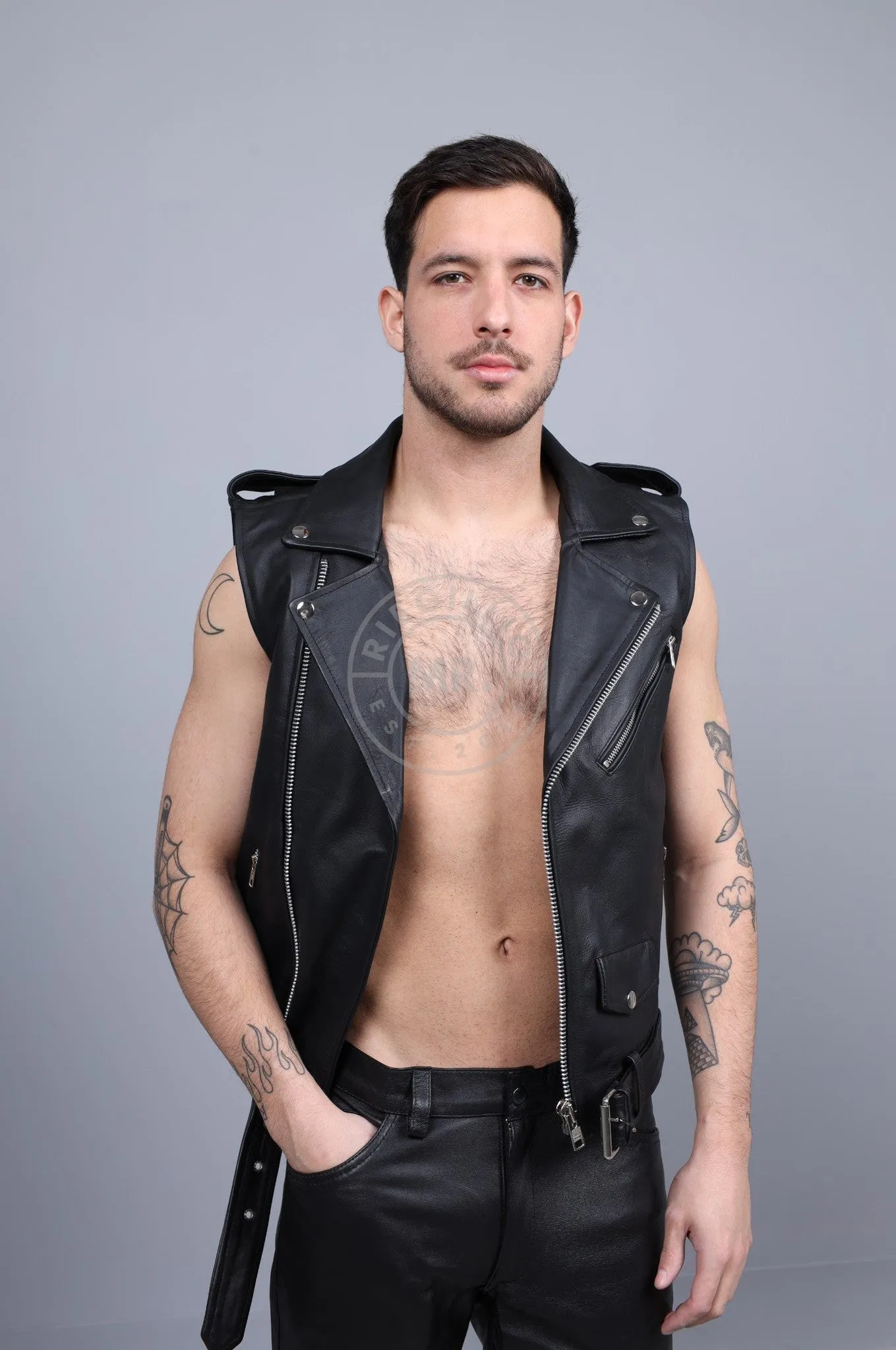 Leather Brando Sleeveless Jacket