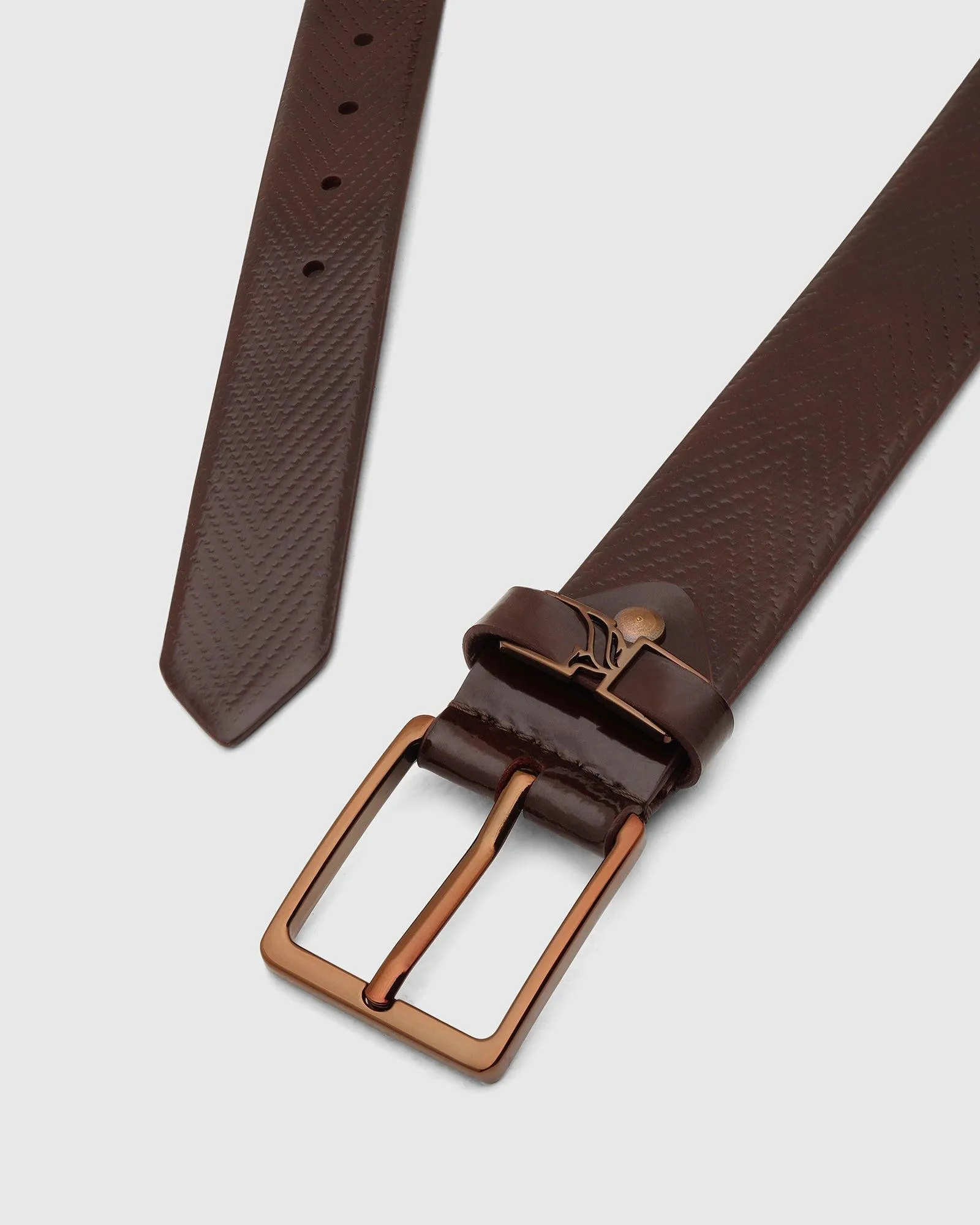 Leather Brown Textured Belt - Tallian