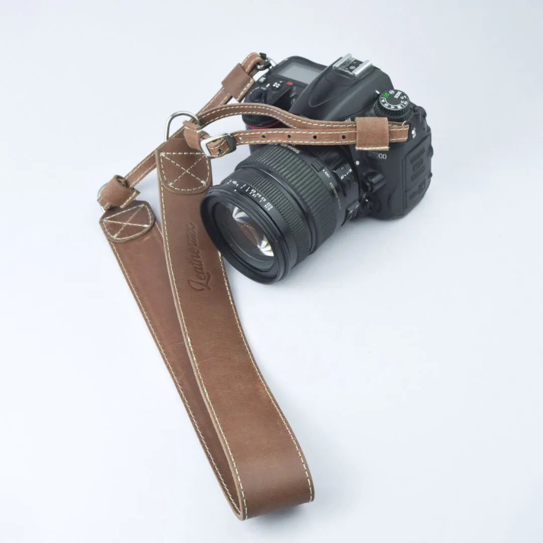 Leather Camera Strap Chestnut Brown