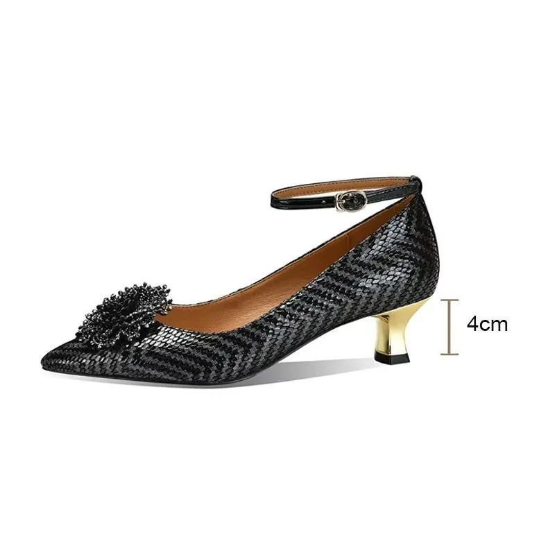 Leather Chic Exotic Pattern Office Lady Heels