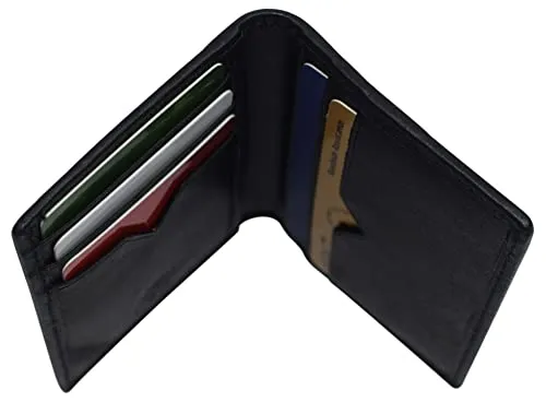 Leather Credit Card Holder Wallet for Men & Women Thin Bifold RFID Blocking Slim Front Pocket Minimalist Wallets, Small Card Case