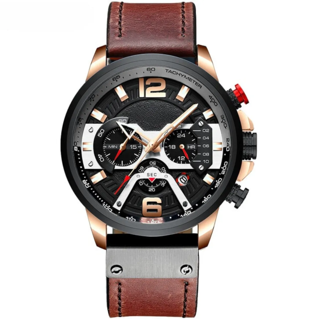 Leather Military Wristwatch