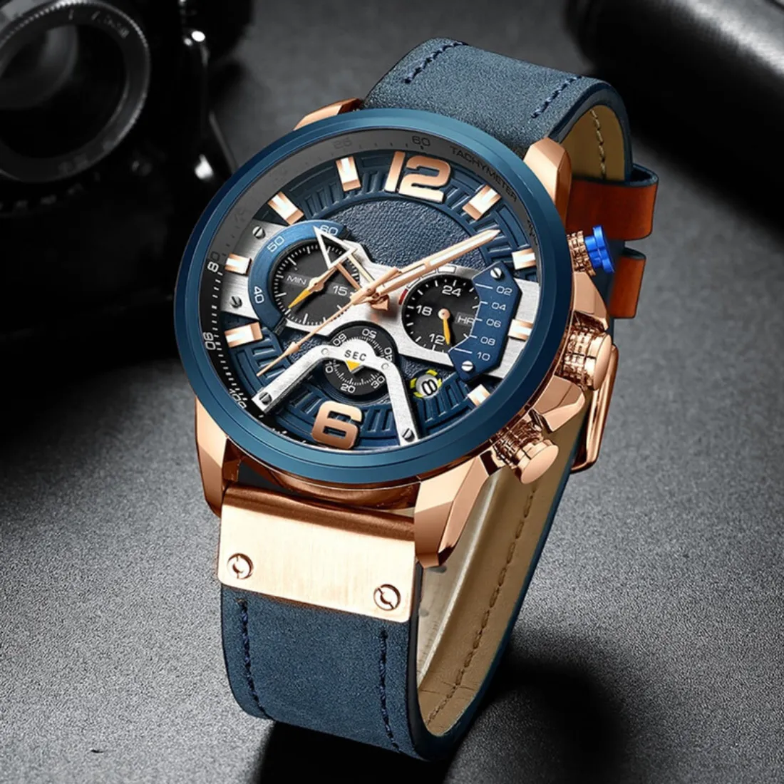 Leather Military Wristwatch